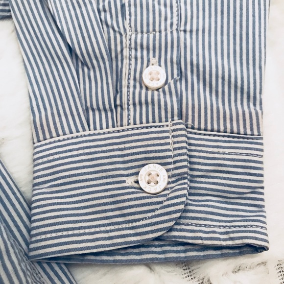 Janie and Jack Oxford blue pinstriped Button down - Picture 4 of 8